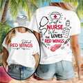 Detroit Red Wings Nurse Medical Stethoscope Just A Nurse Shirt