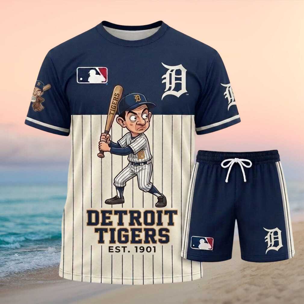 Detroit Tigers Mr Bean Mascot Baseball Shorts Shirt
