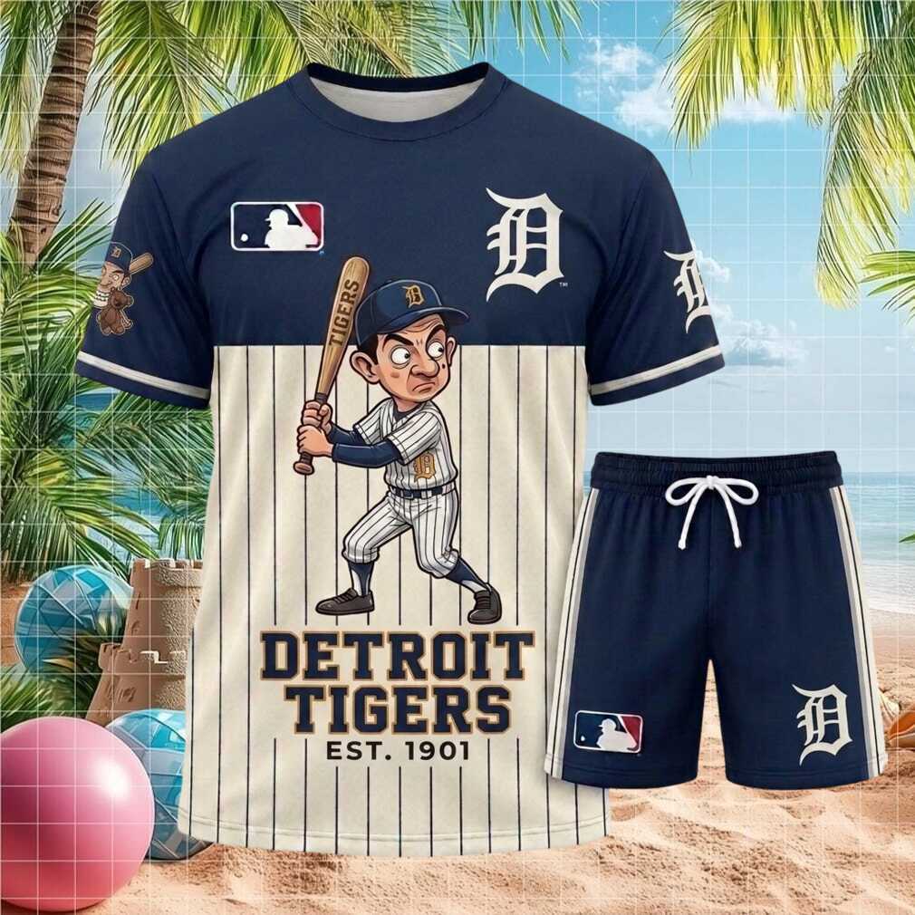 Detroit Tigers Mr Bean Mascot Baseball Shorts Shirt