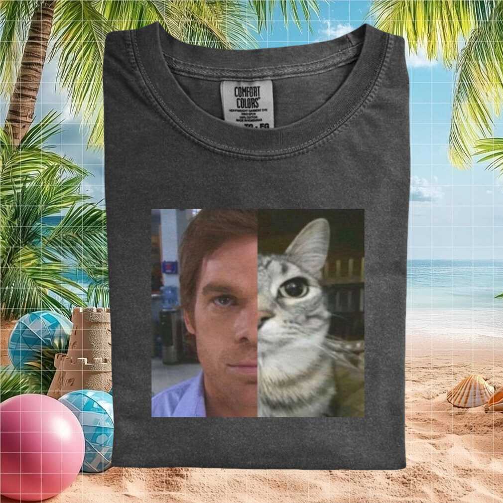 Dexter Morgan and Cat Split Face TV Series Horror Graphic T Shirt - Limotees LLC