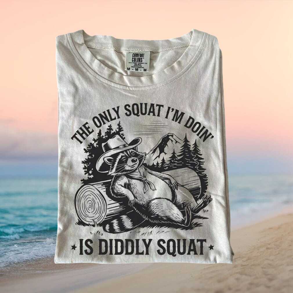 Diddly Squat Funny Raccoon Gym Fitness Workout Humor Graphic T Shirt - Limotees LLC