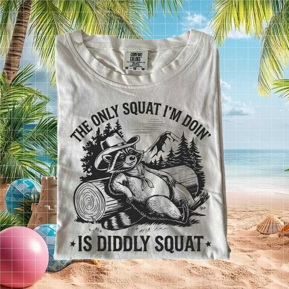Diddly Squat Funny Raccoon Gym Fitness Workout Humor Graphic T Shirt - Limotees LLC