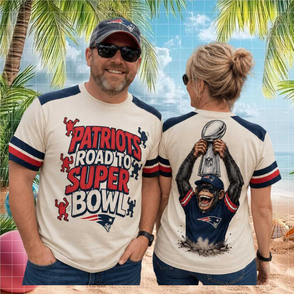 New England Patriots Monkey Trophy Road To Super Bowl Raglan Shirt