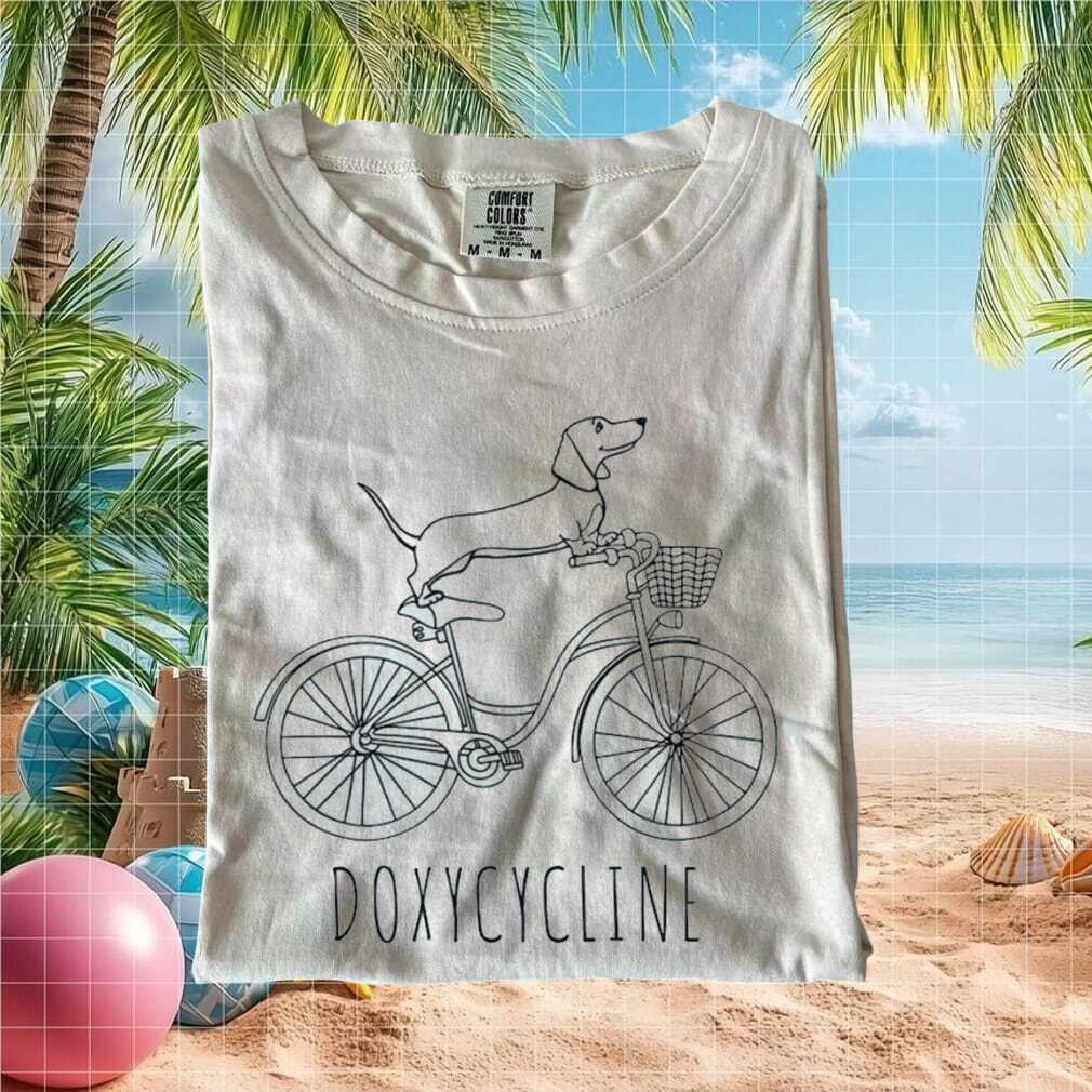 Doxycycline Dachshund Dog On Bicycle Pun T Shirt - Limotees LLC