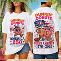 Dunkin' Donuts Bless America 1776 2026 Retro Coffee Brand Patriotic Fan Shirt - Limotees LLC
