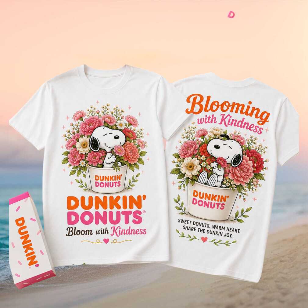 Dunkin Donuts Snoopy Peanuts Blooming With Kindness Coffee Cup Shirt