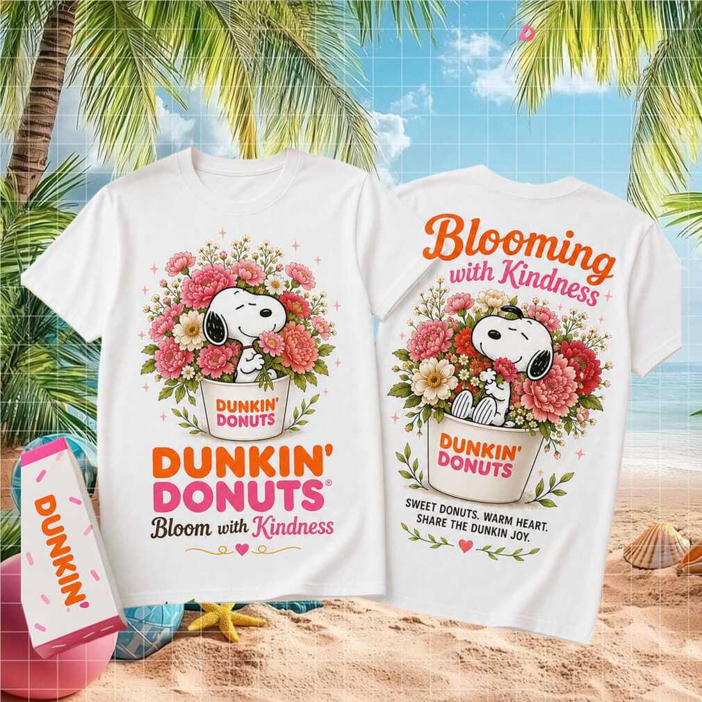 Dunkin Donuts Snoopy Peanuts Blooming With Kindness Coffee Cup Shirt