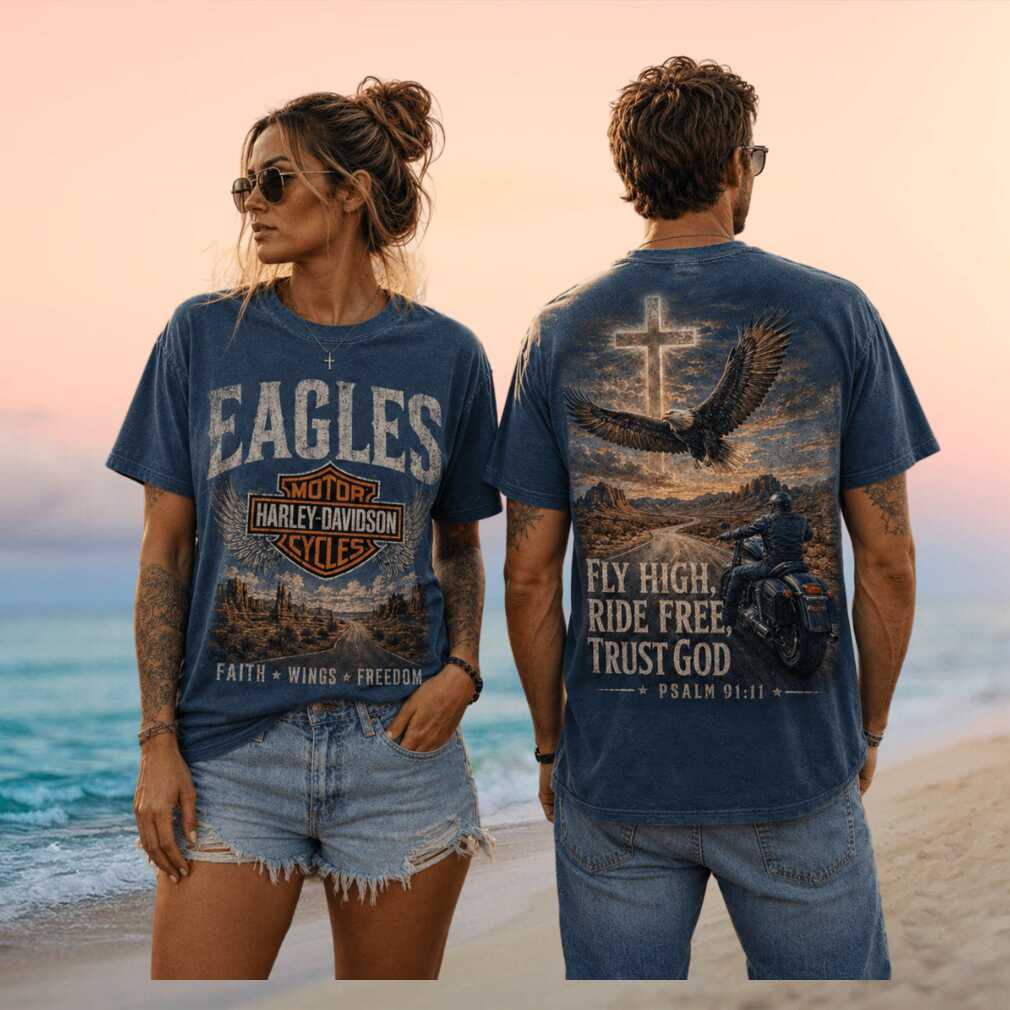 Eagles Fly High Ride Free Vintage Harley Davidson Eagle Biker Men Women Fans Shirt - Limotees LLC