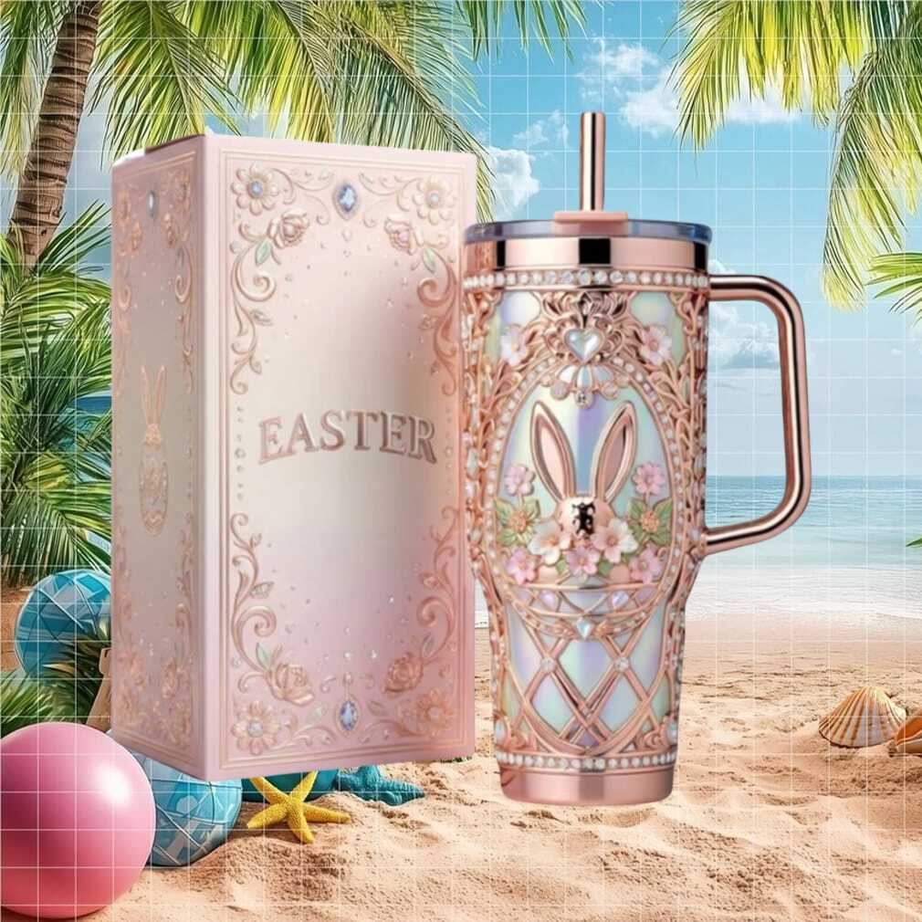 Easter Bunny Floral Rose Gold Vintage Elegance Sweater