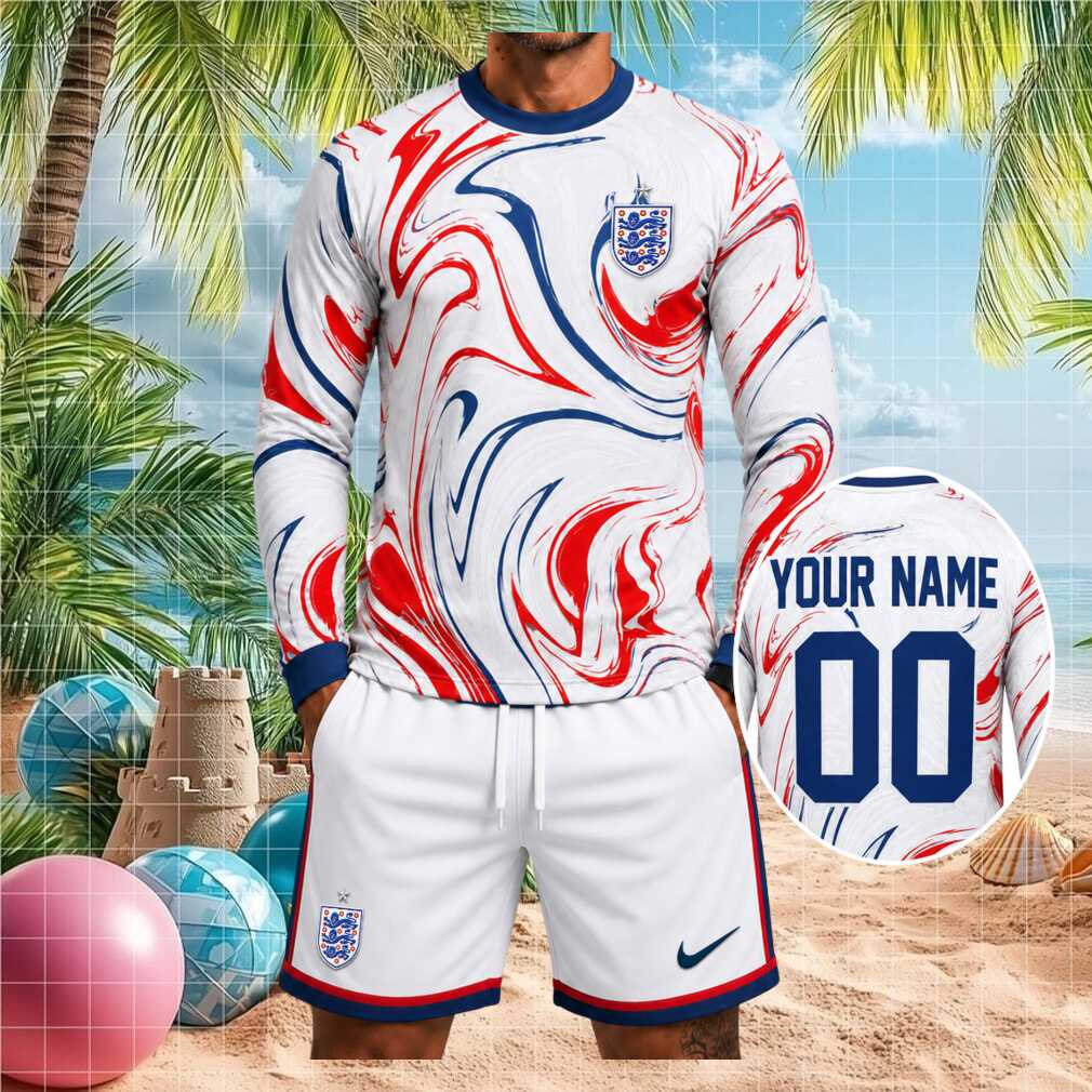 England National Football Team Euro 2026 Swirl Pattern Fan Kit Men Shirt - Limotees LLC