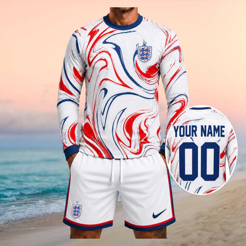 England National Football Team Euro 2026 Swirl Pattern Fan Kit Men Shirt - Limotees LLC