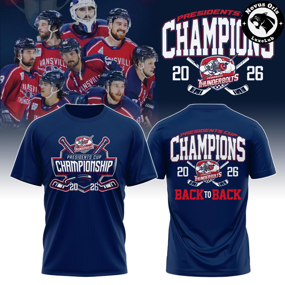 Evansville Thunderbolts 2026 Presidents Cup Champions Back-to-Back T-Shirt