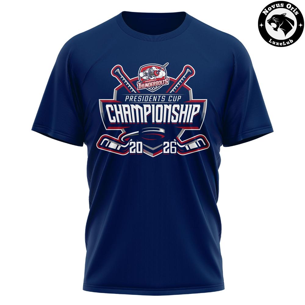 Evansville Thunderbolts 2026 Presidents Cup Champions Back-to-Back T-Shirt
