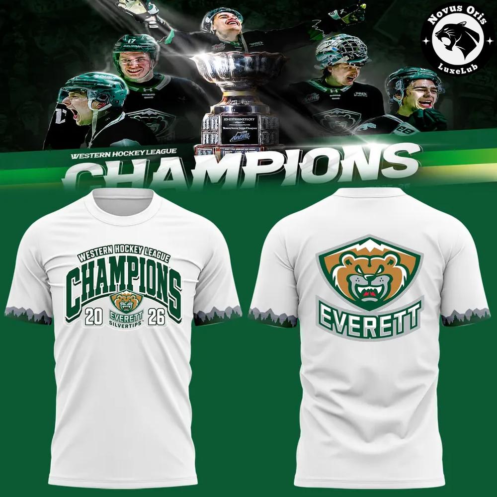 Everett Silvertips 2026 WHL Champions T-Shirt - Western Hockey League Green Graphic Tee