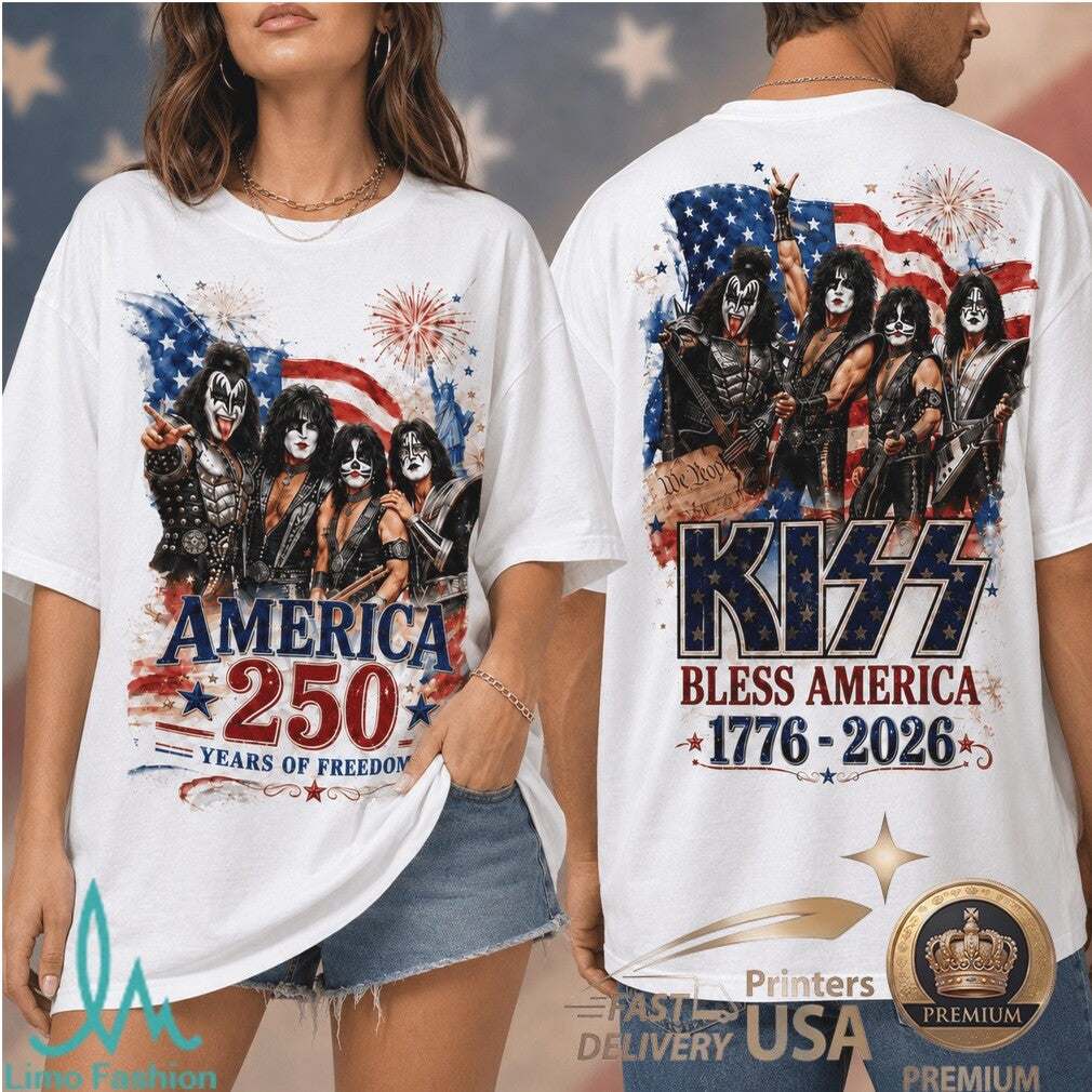 Kiss Bless America 1776 2026 Rock Band Patriotic Concert Shirt - Limotees LLC
