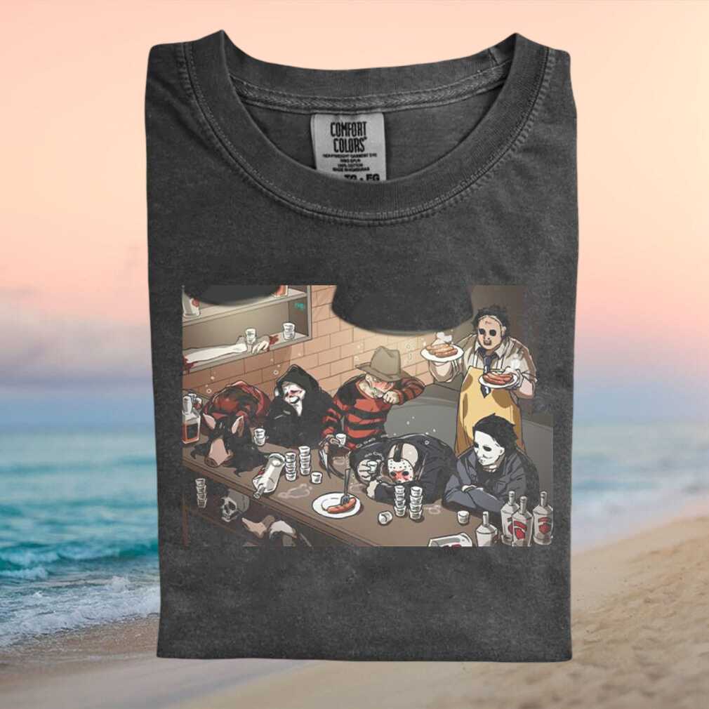 Famous Horror Movie Killers Bar Party Graphic Vintage T Shirt - Limotees LLC