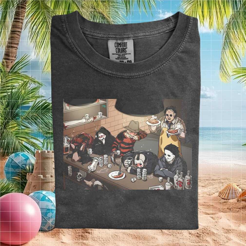 Famous Horror Movie Killers Bar Party Graphic Vintage T Shirt - Limotees LLC