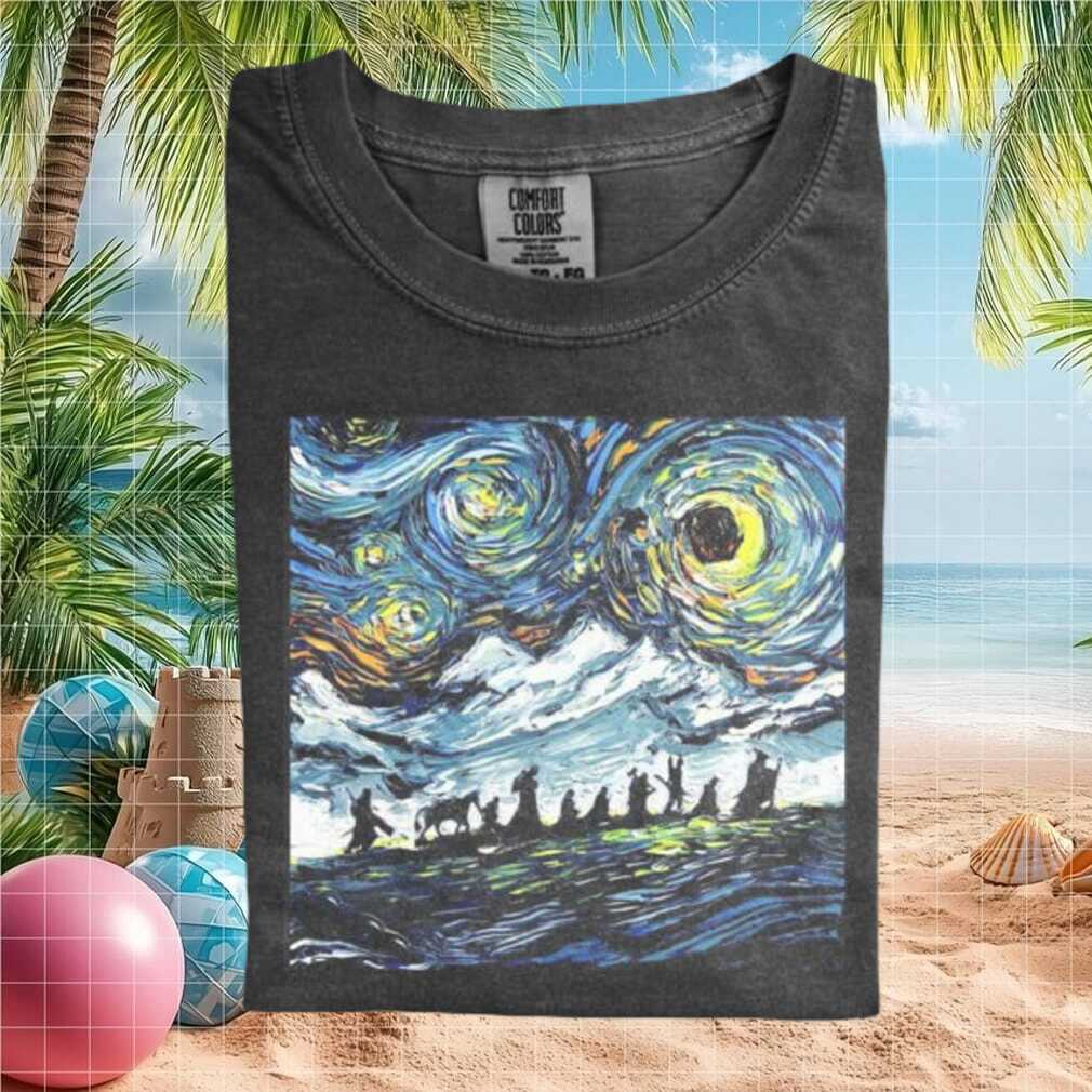 Fellowship of the Ring Starry Night Landscape Fantasy T Shirt - Limotees LLC