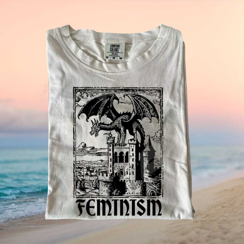 Feminism Dragon Castle Fantasy Medieval Art Graphic Comfort Colors T Shirt - Limotees LLC