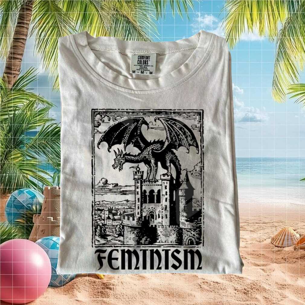 Feminism Dragon Castle Fantasy Medieval Art Graphic Comfort Colors T Shirt - Limotees LLC