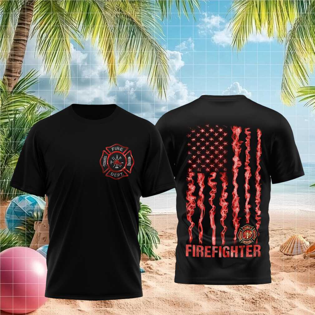 Firefighter American Flag Smoke Design Honor Duty Shirt - Limotees LLC