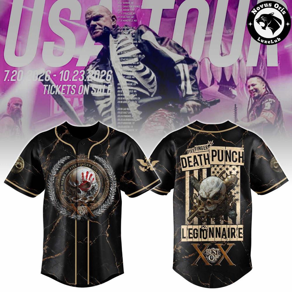 Five Finger Death Punch USA Tour 2026 20th Anniversary Best Of XX Baseball Jersey