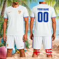 France National Football Team Custom Name Number White Stripe Fan Soccer Shirt - Limotees LLC