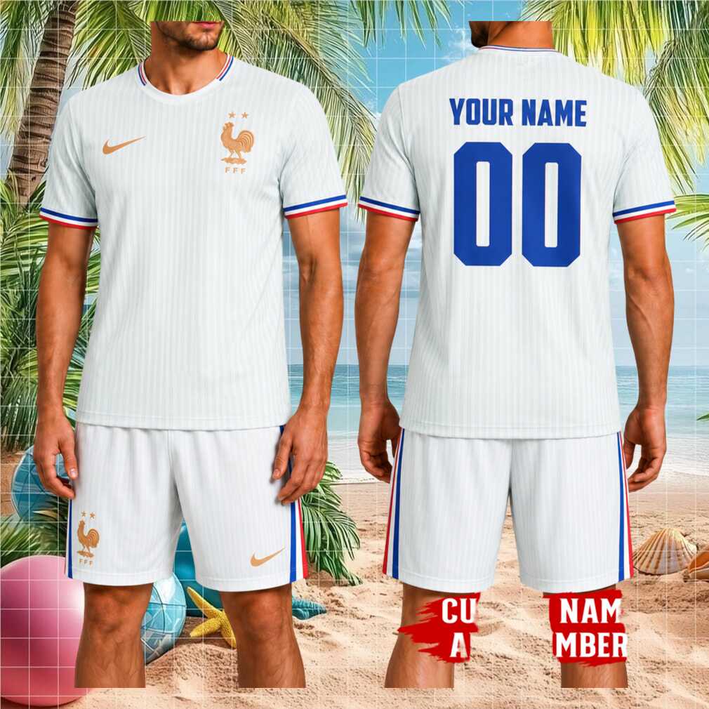 France National Football Team Custom Name Number White Stripe Fan Soccer Shirt - Limotees LLC