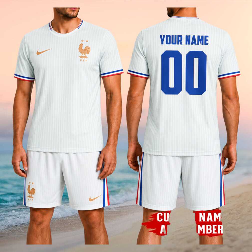 France National Football Team Custom Name Number White Stripe Fan Soccer Shirt - Limotees LLC