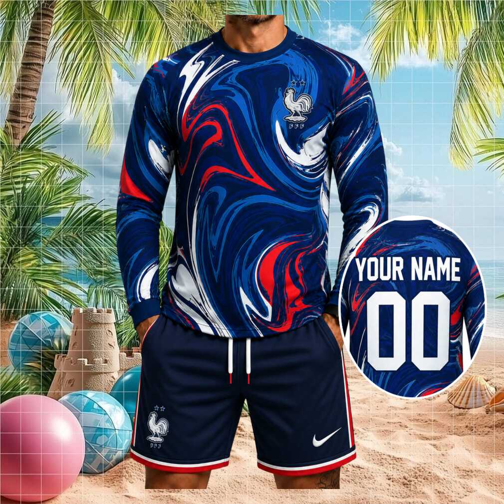 France National Football Team Euro 2026 Swirl Pattern Fan Kit Men Shirt - Limotees LLC