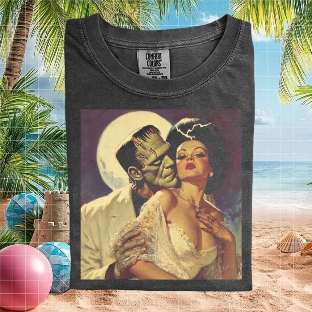 Frankenstein Monster And Bride Romantic Horror Graphic T Shirt - Limotees LLC