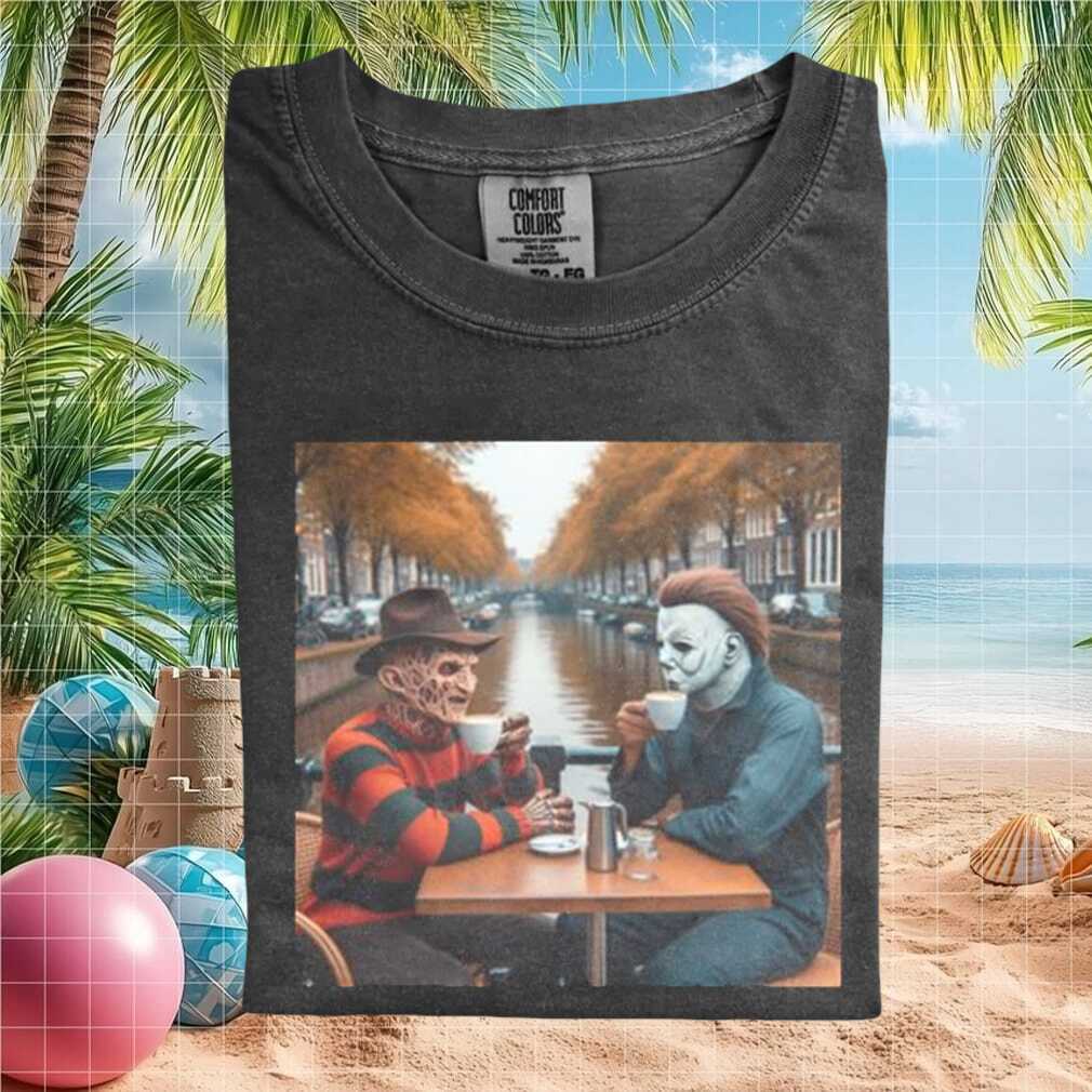Freddy Krueger and Michael Myers Coffee Morning Horror T Shirt - Limotees LLC