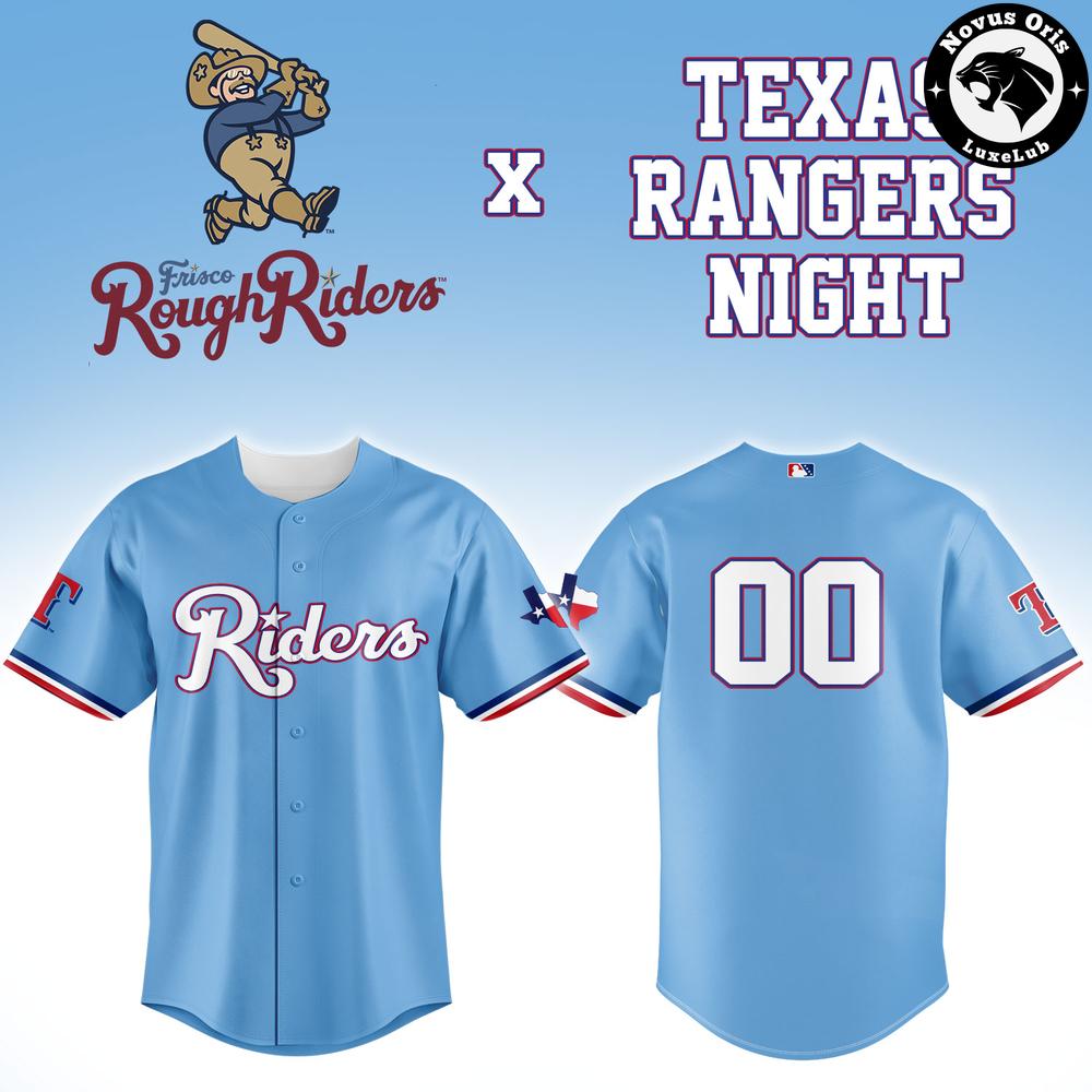 Frisco RoughRiders x Texas Rangers Night Baseball Jersey - Powder Blue Theme Shirt