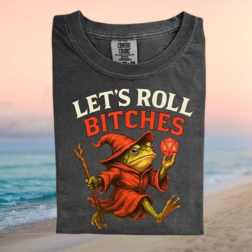 Frog Wizard Dungeons and Dragons Let’s Roll Funny Gamer Graphic Comfort T Shirt - Limotees LLC