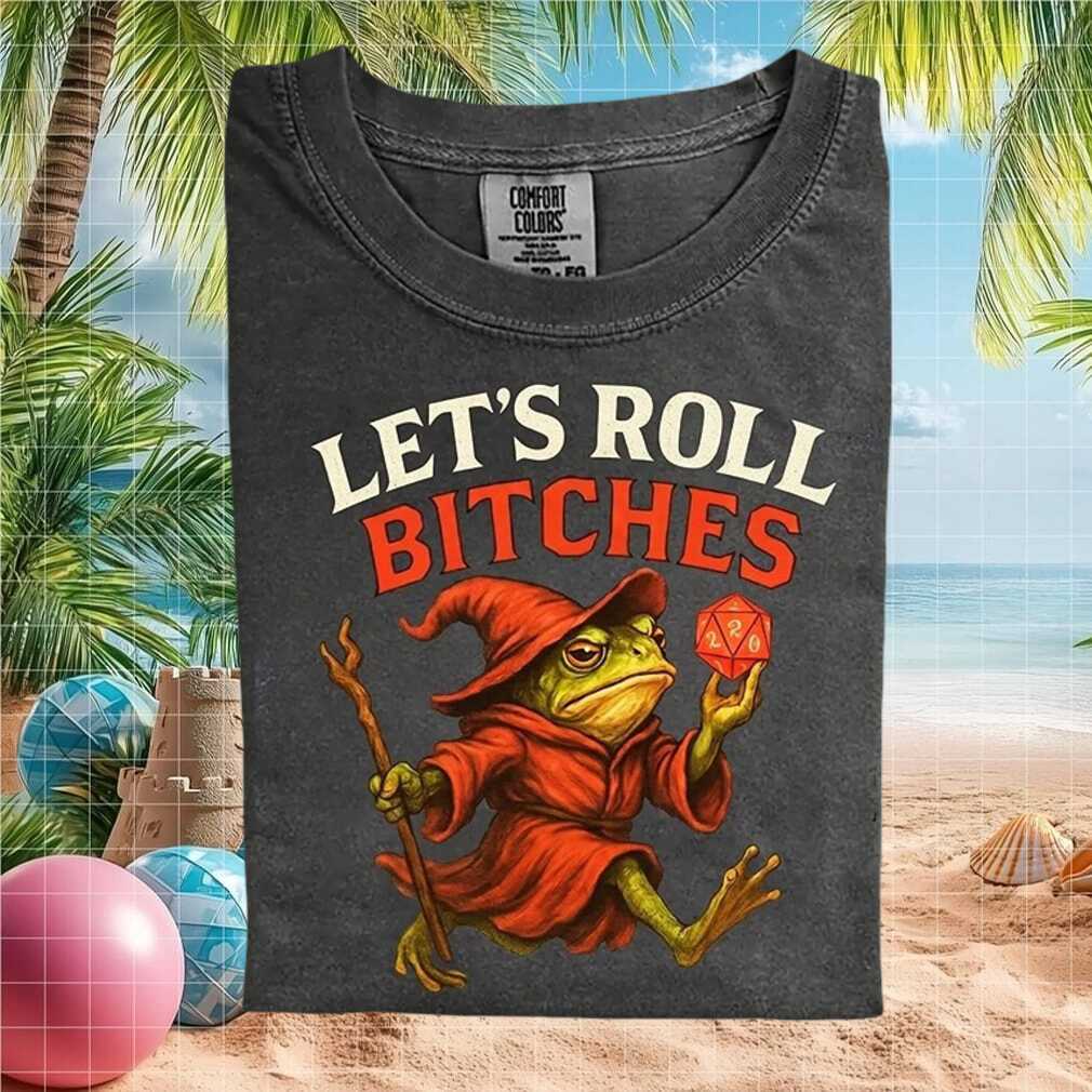 Frog Wizard Dungeons and Dragons Let’s Roll Funny Gamer Graphic Comfort T Shirt - Limotees LLC
