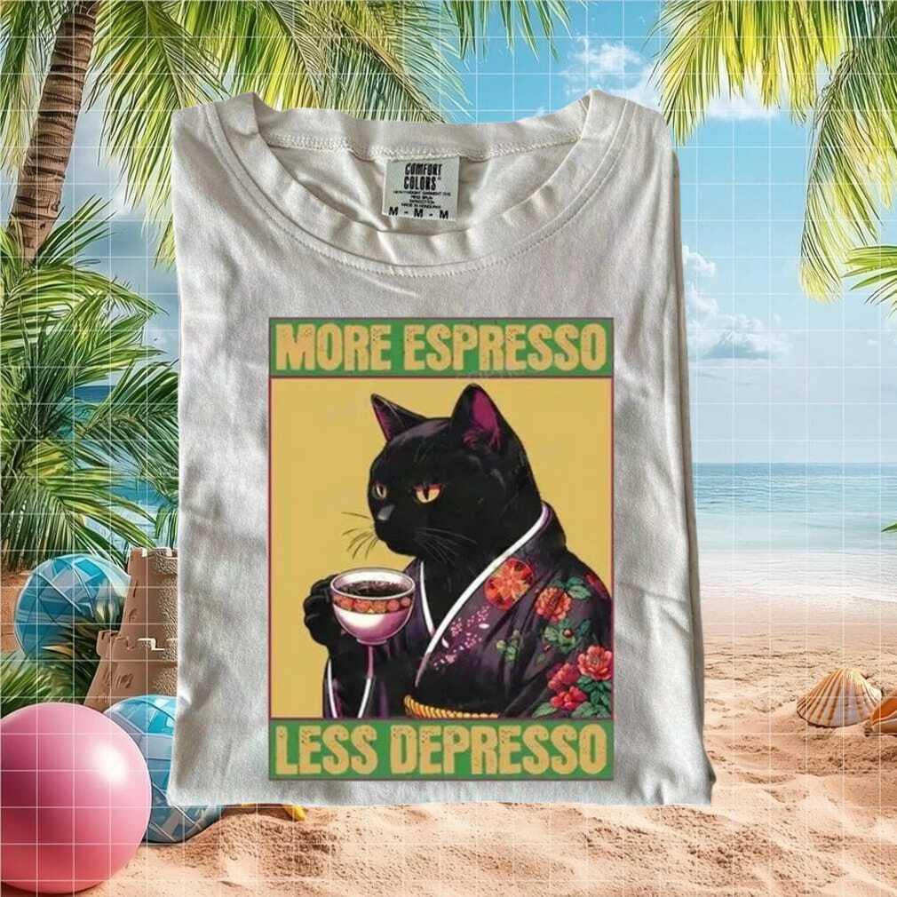 Funny Black Cat Drinking Coffee Espresso Quote Graphic T Shirt - Limotees LLC