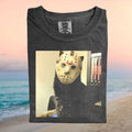 Funny Black Cat Wearing Jason Hockey Mask Graphic T Shirt - Limotees LLC