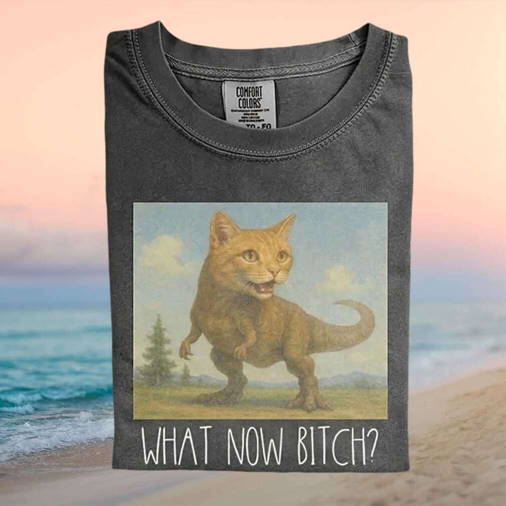 Funny Cat Dinosaur T Rex What Now Bitches T Shirt - Limotees LLC