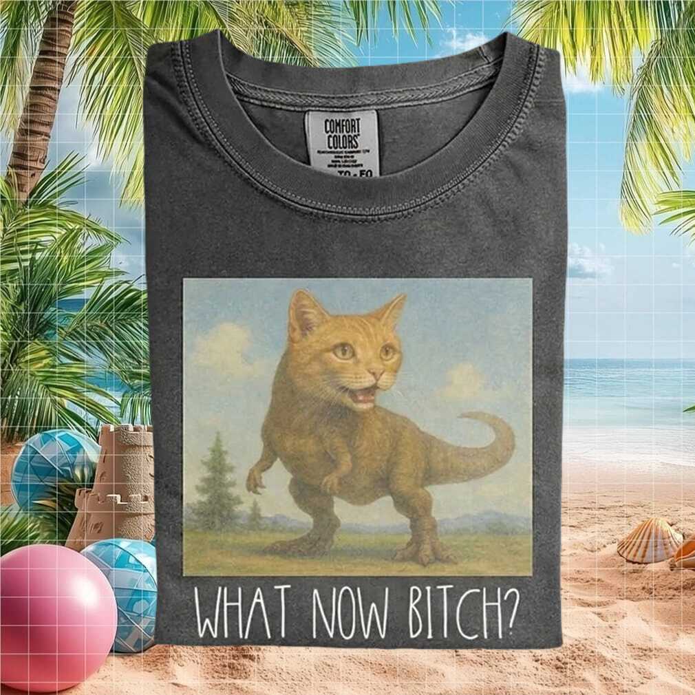 Funny Cat Dinosaur T Rex What Now Bitches T Shirt - Limotees LLC