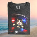 Funny Cat Driving Police Car Aesthetic Vintage Style Graphic T Shirt - Limotees LLC