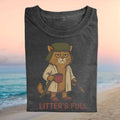 Funny Cat Litter Is Full Trapper Hat Coffee Lover Vintage Style Graphic T Shirt - Limotees LLC