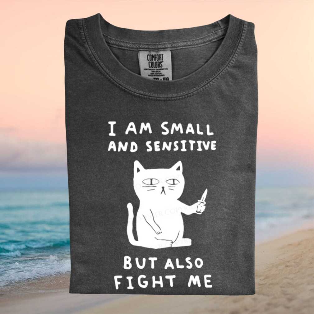 Funny Cat Meme Small And Sensitive Fight Me Graphic T Shirt - Limotees LLC