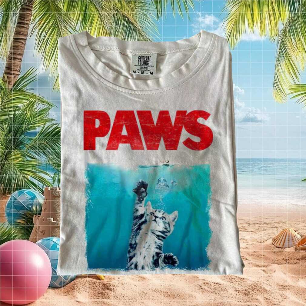 Funny Cat Paws Shark Movie Parody Horror Film Graphic T Shirt - Limotees LLC