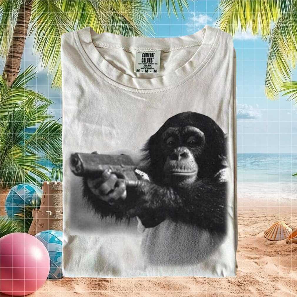 Funny Chimp Holding Gun Retro Style Vintage Aesthetic Unisex T Shirt - Limotees LLC