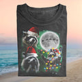 Funny Christmas Raccoon Holiday Lights Graphic T Shirt