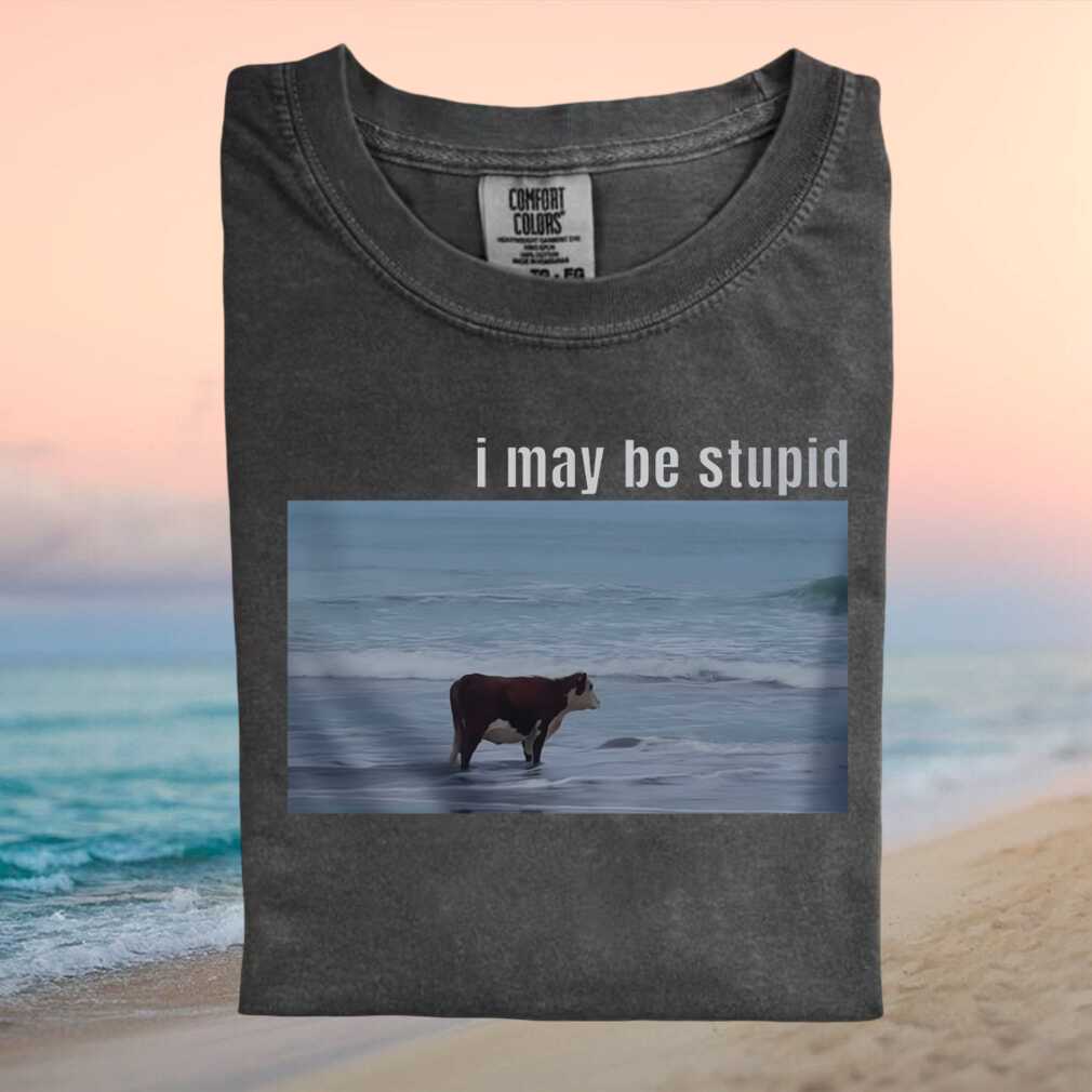 Funny Cow at the Beach Minimalist Meme Style Graphic Unisex T Shirt - Limotees LLC