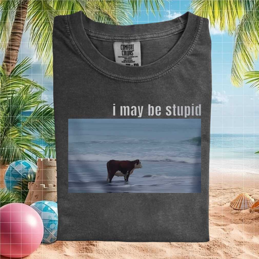 Funny Cow at the Beach Minimalist Meme Style Graphic Unisex T Shirt - Limotees LLC