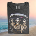 Funny Skeleton Smoking Cigar Gas Station Scene T Shirt - Limotees LLC
