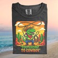 Funny T Rex Cowboy Too Short To Cowboy Western Graphic T Shirt - Limotees LLC