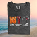 Funny Thanksgiving Wine Turkey Family Glitter Text T Shirt - Limotees LLC